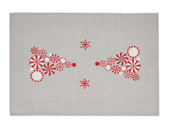 Fennco Styles Embroidered Peppermint Holiday Table Runner 16" W x 72" L - Silver Festive Table Cover for Christmas, Family Gathering, Banquets and Special Events