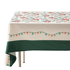 Fennco Styles Santa & Tree Holiday Design Tablecloth 56" W X71 L - Red Christmas Print Festive Table Cover for Christmas Décor, Dining Room, Banquet, Family Gathering and Special Events