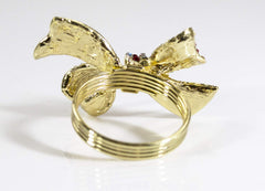 Fennco Styles Stunning Crystal Bowknot Gold-Plated Napkin Rings Wedding Holiday Table Decoration - Set of 4