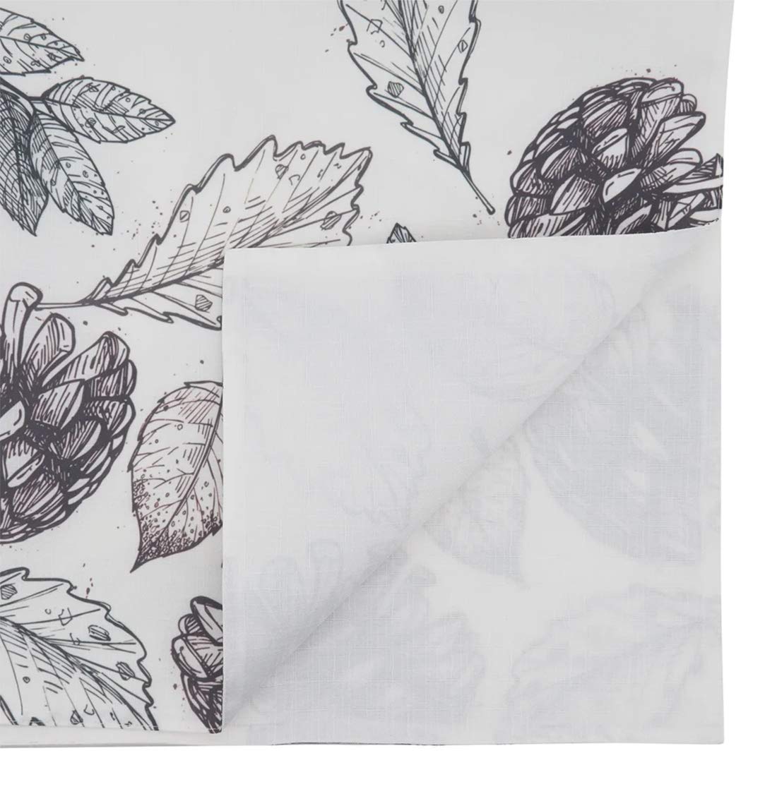 Fennco Styles Delicate Fall Leaf Pinecone Decorative Table Runner 16" W x 70" L - White Autumn Table Cover for Dining Table, Banquets, Special Events and Home Décor
