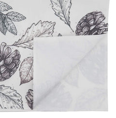 Fennco Styles Delicate Fall Leaf Pinecone Decorative Table Runner 16" W x 70" L - White Autumn Table Cover for Dining Table, Banquets, Special Events and Home Décor