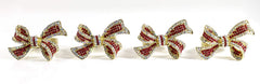 Fennco Styles Stunning Crystal Bowknot Gold-Plated Napkin Rings Wedding Holiday Table Decoration - Set of 4