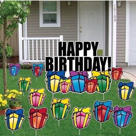 Happy Birthday Yard Cards with Presents 13 pc set