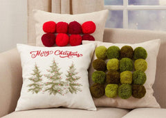 Fennco Styles Merry Christmas Holiday Trees Decorative Throw Pillow 18" W x 18" L - Natural Festive Cushion for Home, Couch, Office, Living Room, Christmas and Holiday Décor
