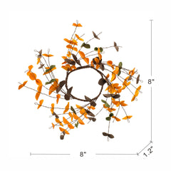 Fall Leaves Wreath, Botanicals Decor For Harvest Festival Fall Festival & Thanksgiving Table Decorations (Set of 12) - Orange Multi