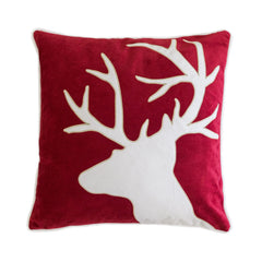 Holiday Reindeer Velvet Accent Pillow 20x20 with Festive Reindeer Design – Multiple Colors