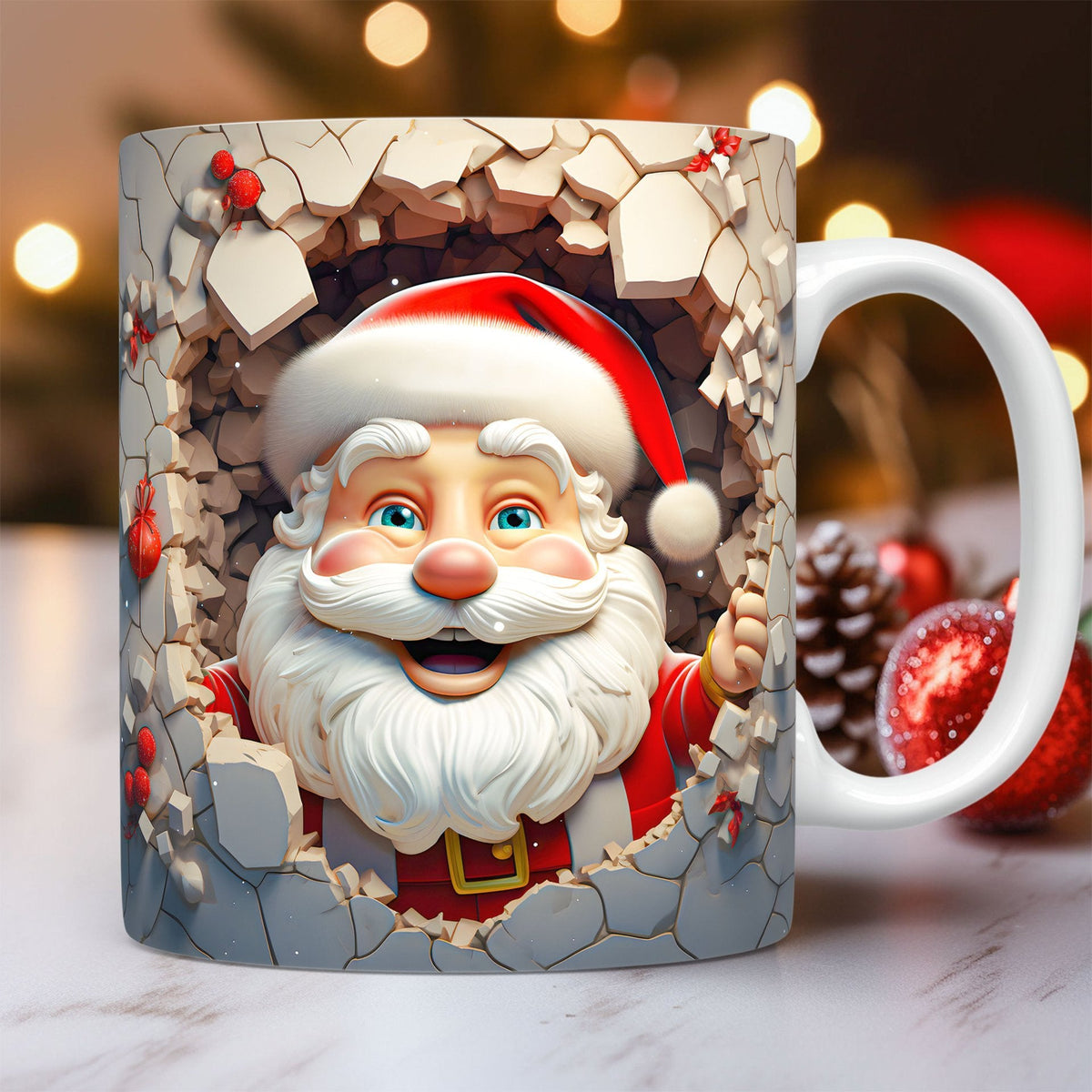 Creative 3D Christmas Ceramic Mug Snowman Santa Design