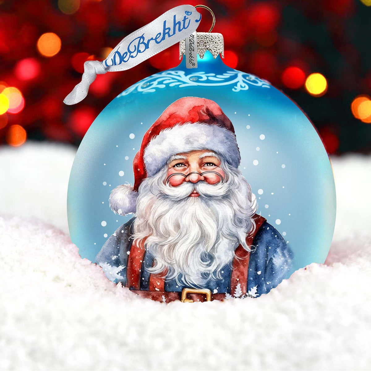 Santa's Magical Presence Ball Glass Ornament by G. Debrekht - Christmas Santa Snowman Decor - 73375