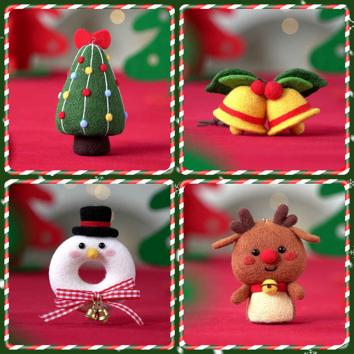 Christmas Tree Bells Reindeer and Snowman Needle Felting Kit by Wizardi F07N8-Z-11