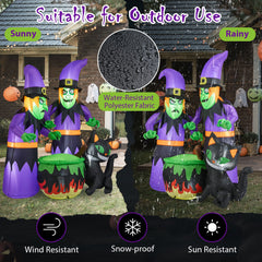 6 Ft Inflatable Halloween Witches with Cauldron & Black Cat