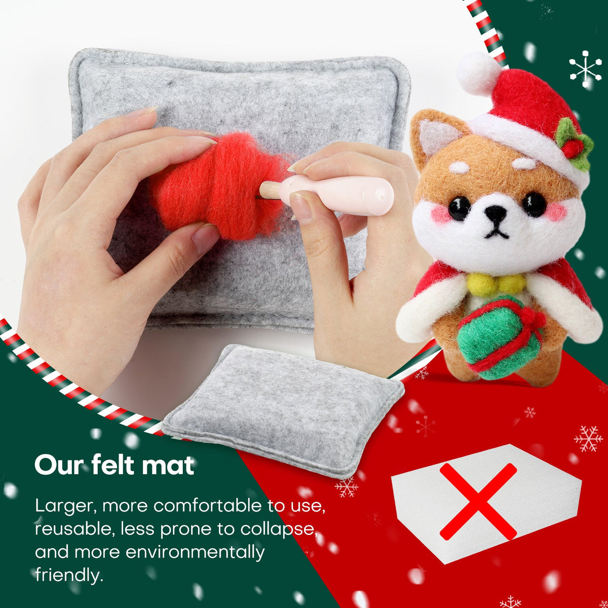 Santa Shiba Inu Cat and Bunny Christmas Needle Felting Kit by Wizardi F07N8-Z-06