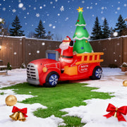 Inflatable Santa Truck with Lit Christmas Tree - Holiday Outdoor Decor