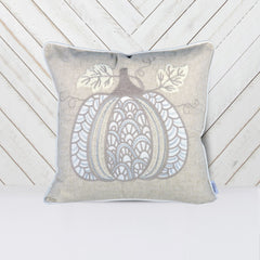 Lace Embroidered Pumpkin Throw Pillow Set of 2 – Neutral Fall Accent