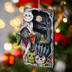 Night of the Pumpkins Wooden Ornaments by Jamie Mills-Price Halloween Decor - 8611078-MP