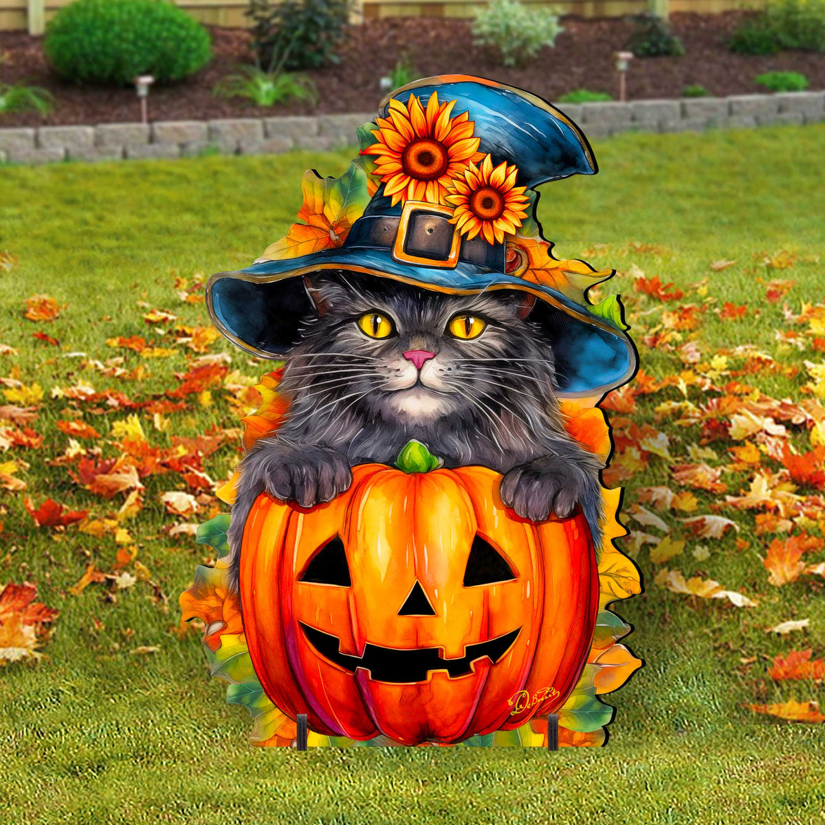 Halloween Black Cat Freestanding Decor - Halloween Outdoor Decor by G. Debrekht - Halloween Decor