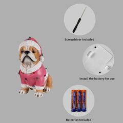Christmas Pug Statue with Santa Outfit - Holiday Dog Figurine