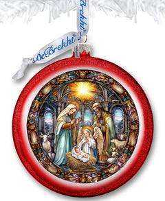 A Guiding Light Nativity Scene Ball Glass Ornament by G. Debrekht - Nativity Holiday Decor - 73566C