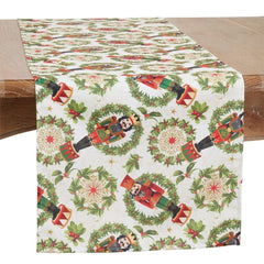 Fennco Styles Nutcracker Holiday Table Runner 16" W X 70" L - Red & Green Festive Table Cover for Christmas Décor, Dining Room, Banquet, Family Gathering and Special Events