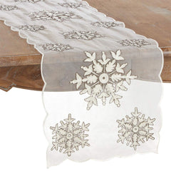 Fennco Styles Du Froid Collection Christmas Embroidery Beaded Snowflake 54 x 54 Inch Tablecloth – Red Table Cover for Holiday Dinner, Family Gathering, Special Events, Home Décor