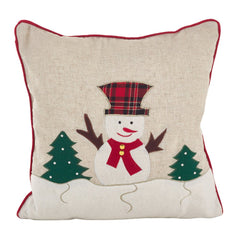 Fennco Styles Christmas Snowman Applique Design Holiday Accent Filled Throw Pillow (Christmas Snowman)
