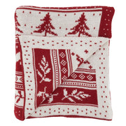 Fennco Styles Reversible Christmas Design Knitted Throw Blanket 50" W x 60" L – Red Blanket for Bed, Couch, Sofa, Home Décor, Ideas