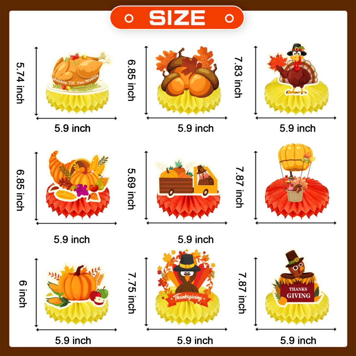 9-Piece Thanksgiving Fall Party Table Centerpiece Decorations