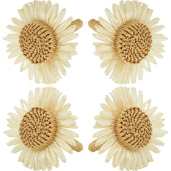 Fennco Styles Handmade Flower Design Decorative Napkin Rings, Set of 4 - White Floral Napkin Holders for Dining Table, Banquet, Spring and Summer Décor and Special Event