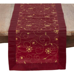 Fennco Styles Elegant Sequined & Embroidered Christmas Table Runner