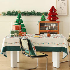 Fennco Styles Santa & Tree Holiday Design Tablecloth 56" W X71 L - Red Christmas Print Festive Table Cover for Christmas Décor, Dining Room, Banquet, Family Gathering and Special Events