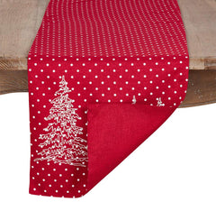 Fennco Styles Holiday Cottage Red Polka Dot Table Runner, 16"x70" Rectangular