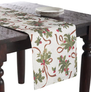 Fennco Styles Fête De Noël Holly Design Festive Holiday Table Runner (16"x72")