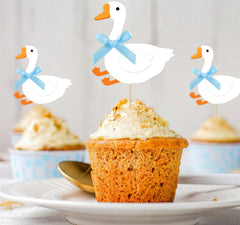 JDIYMI One Silly Goose Cupcake Topper Baby Shower Birthday Party 20pcs Blue