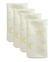 Fennco Styles Holiday Embroidered Metallic Star Tablecloth 70" W x 70" W - Ivory Woven Table Cover for Home Décor, Banquet, Family Gathering, Christmas, Special Occasion