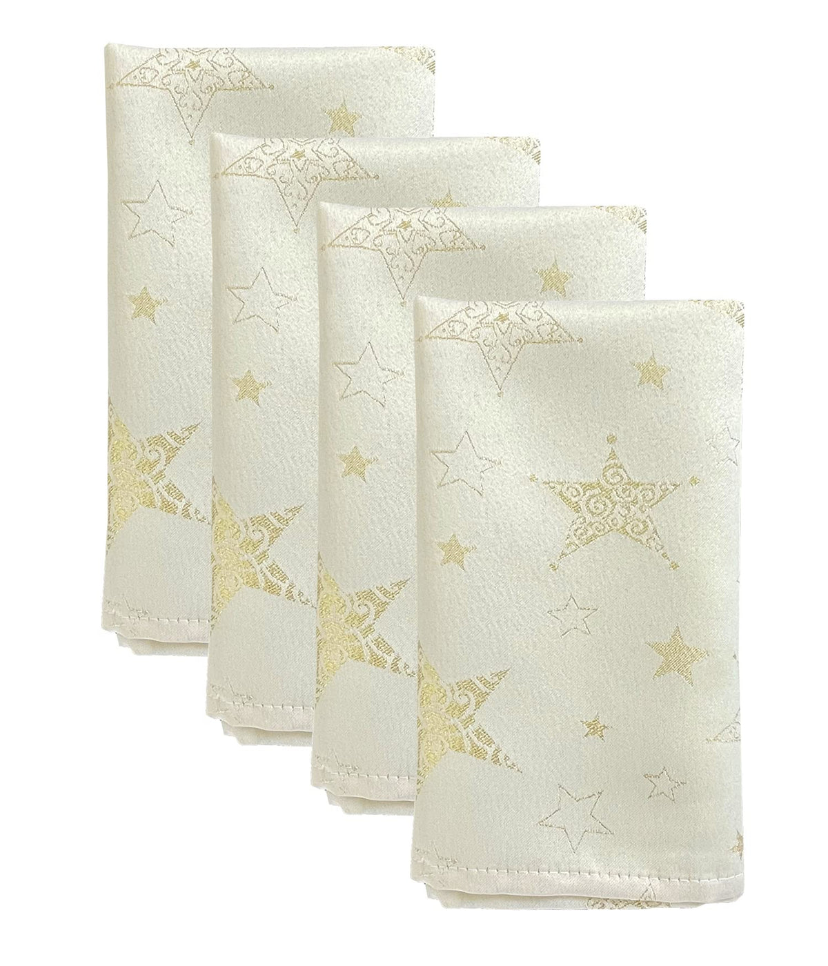Fennco Styles Holiday Embroidered Metallic Star Tablecloth 70" W x 70" W - Ivory Woven Table Cover for Home Décor, Banquet, Family Gathering, Christmas, Special Occasion