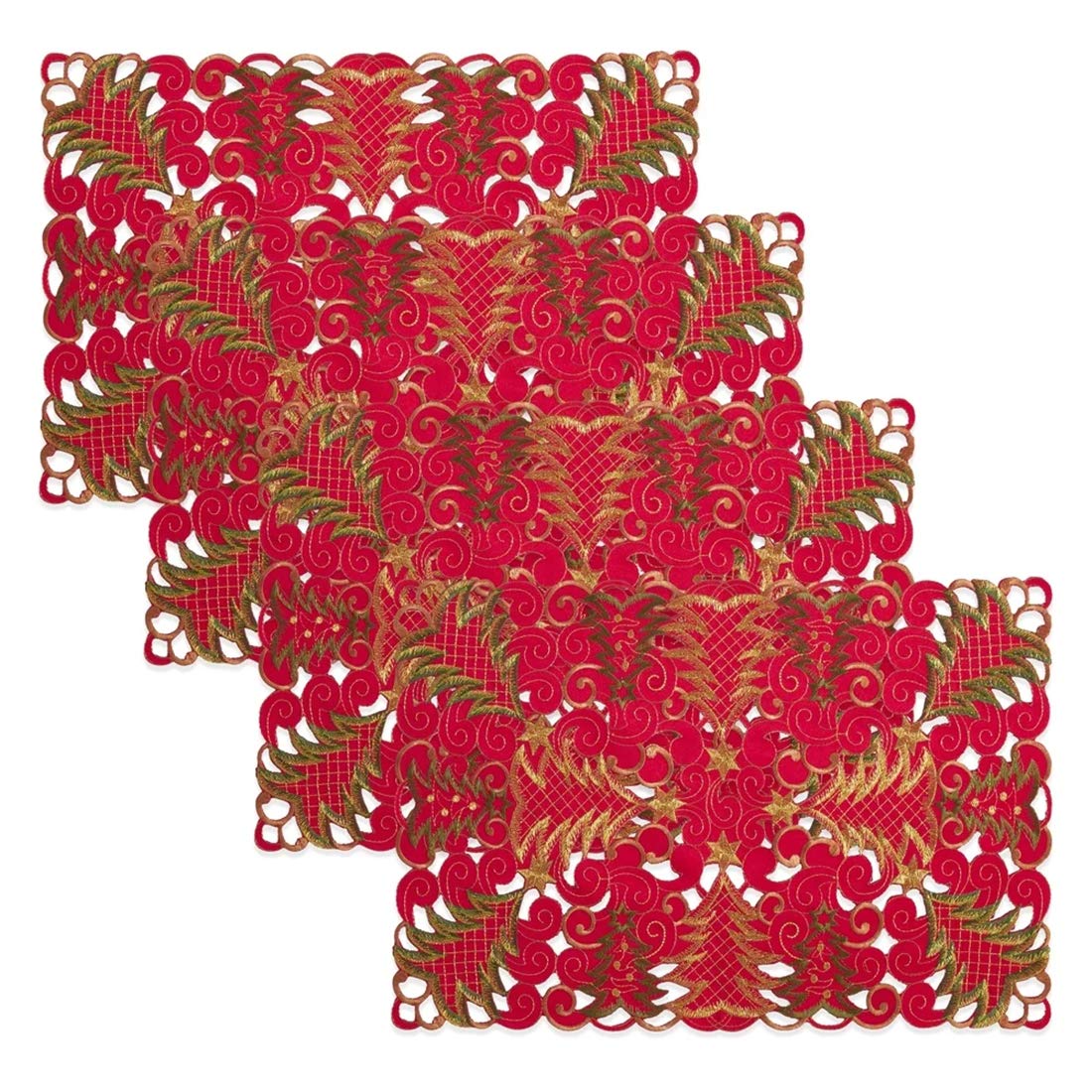 Fennco Styles Embroidered Christmas Tree Cutwork Tablecloths