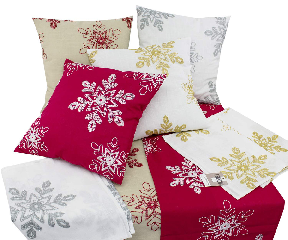 Fennco Styles Holiday Nivalis Collection Snowflake Design Christmas Decorative Throw Pillow - 3 Colors