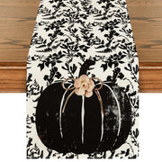 Artoid Mode Pumpkin Leaves Darkness Flower Fall Table Runner Black 13x36 Inch