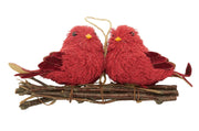 Fennco Styles Handmade Resin Pair of Perched Cardinals Hanging Ornament for Christmas Tree, Holiday, Wall, Window, Fireplace and Tabletop Décor