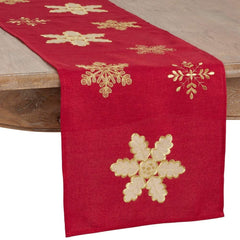Fennco Styles Holiday Christmas Embroidered Snowflak 16 x 72 Inch Table Runner - Festive Table Runner for Christmas Banquets, Family Gathering, Special Events and Holiday Home Décor