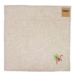 Fennco Styles Embroidered Holly Christmas Tree Double-Layer Holiday Tablecloth