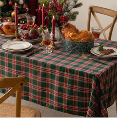 Fennco Styles Classic Plaid Snowflake Holiday Tablecloth - Tartan Rectangular Table Cover for Dining Room, Christmas Décor, and Winter Festivals