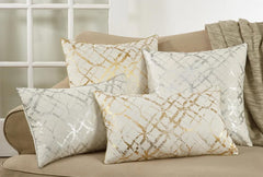 Fennco Styles Modern Metallic Foil Design Cotton Throw Pillow Cover 20" W x 20" L - Silver Pillow Case for Couch, Living Room and Bedroom Décor