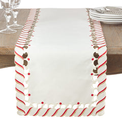 Fennco Styles Christmas Candy Cane Design Tablecloth - Holiday Table Cover for Home Décor, Banquets, Family Gathering and Special Occasion