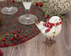 Fennco Styles Decorative Resin Perched Bird Sculpture Figurine for Farmhouse, Tabletop, Bookshelf, Garden, Christmas and Holiday Décor