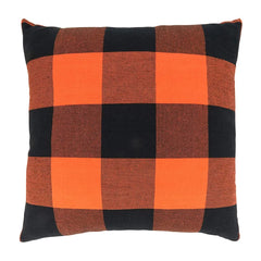 Fennco Styles Rustic Buffalo Plaid Design Cotton Decorative Throw Pillow 13 x 20 Inch - Orange Black Holiday Accent Pillow for Home, Couch, Living Room, Bedroom and Office Décor