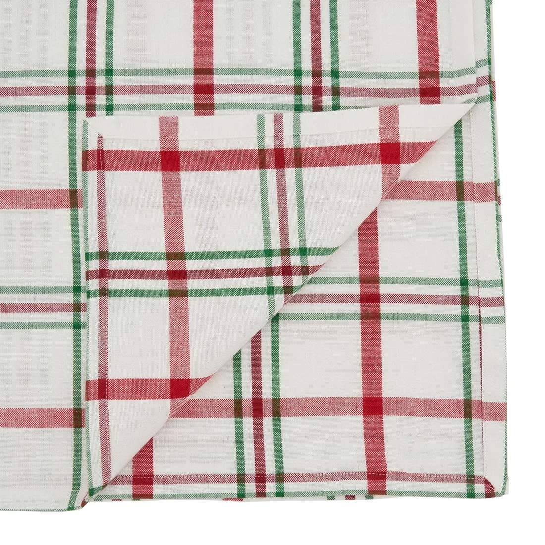 Fennco Styles Holiday Plaid Design 100% Cotton Table Runner 13" W x 72" L - Red Green Table Cover for Home, Dining Table Decor, Banquet, Christmas and Special Event
