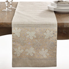 Fennco Styles Applique Maple Leaves Table Runner - Natural - 13"x72" Rectangular