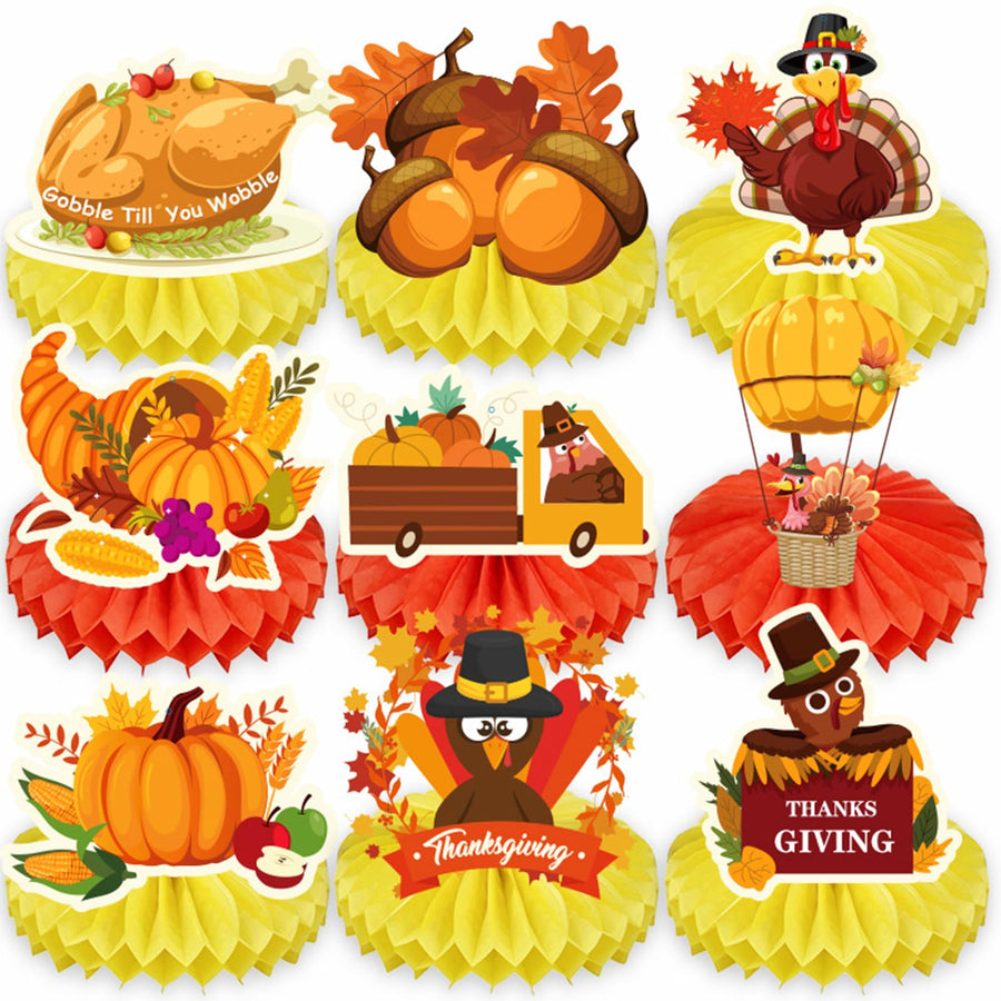 9-Piece Thanksgiving Fall Party Table Centerpiece Decorations