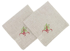 Fennco Styles Embroidered Holly Christmas Tree Double-Layer Holiday Tablecloth