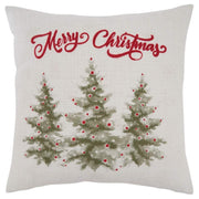 Fennco Styles Merry Christmas Holiday Trees Decorative Throw Pillow Cover 18" W x 18" L - Natural Festive Cushion Case for Home, Couch, Office, Living Room, Christmas and Holiday Décor